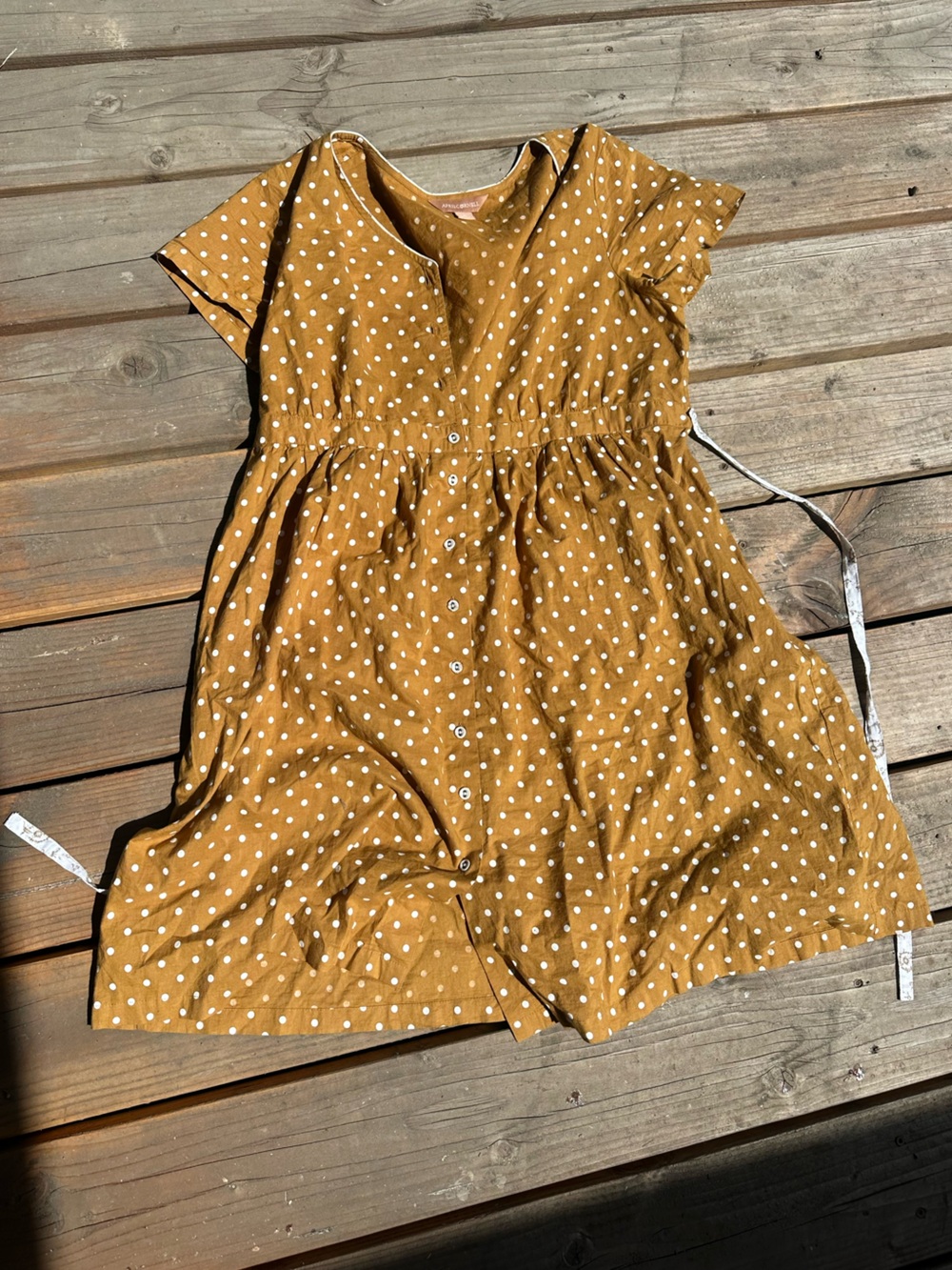 April Cornell Mustard Polka Dot Midi Dress